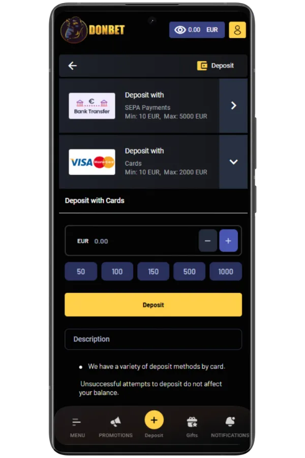 Enter Deposit Amount