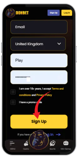 Registration at Donbet Casino