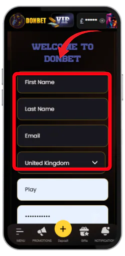 Entering your data for registration